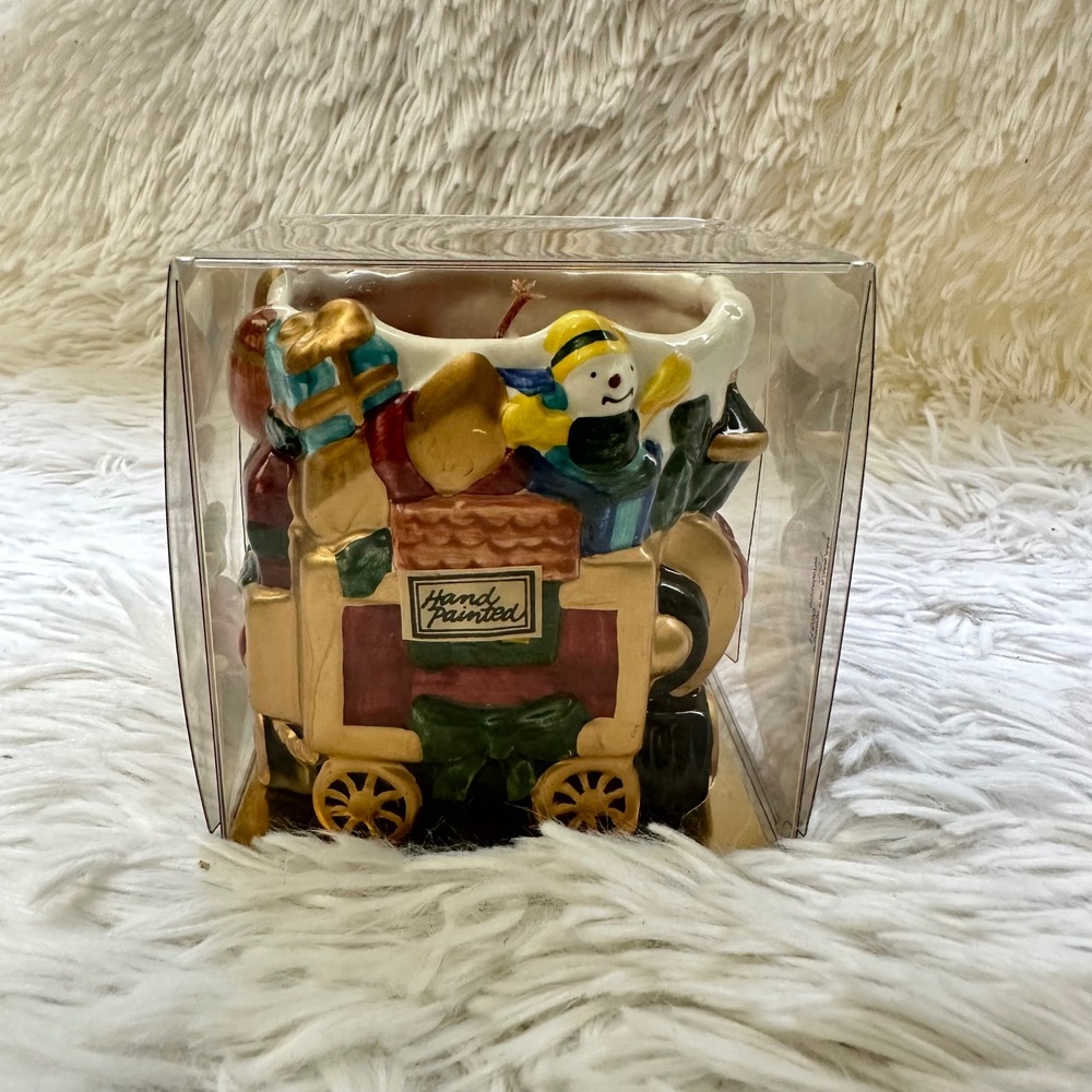 Fitz & Floyd Vintage Christmas Candle Train Ceramic - New 9.2 oz - Picture 2 of 8